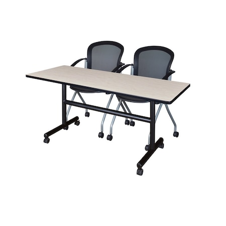 Kobe Rectangle FlipTop Table, 60" W, 29" H, Laminate Top, Maple MKFT6024PL23BK